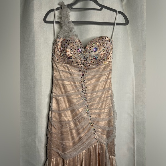 L’Mode Bridal Champagne Sparkly Rhinestone Prom Homecoming Dress Small - Picture 4 of 15